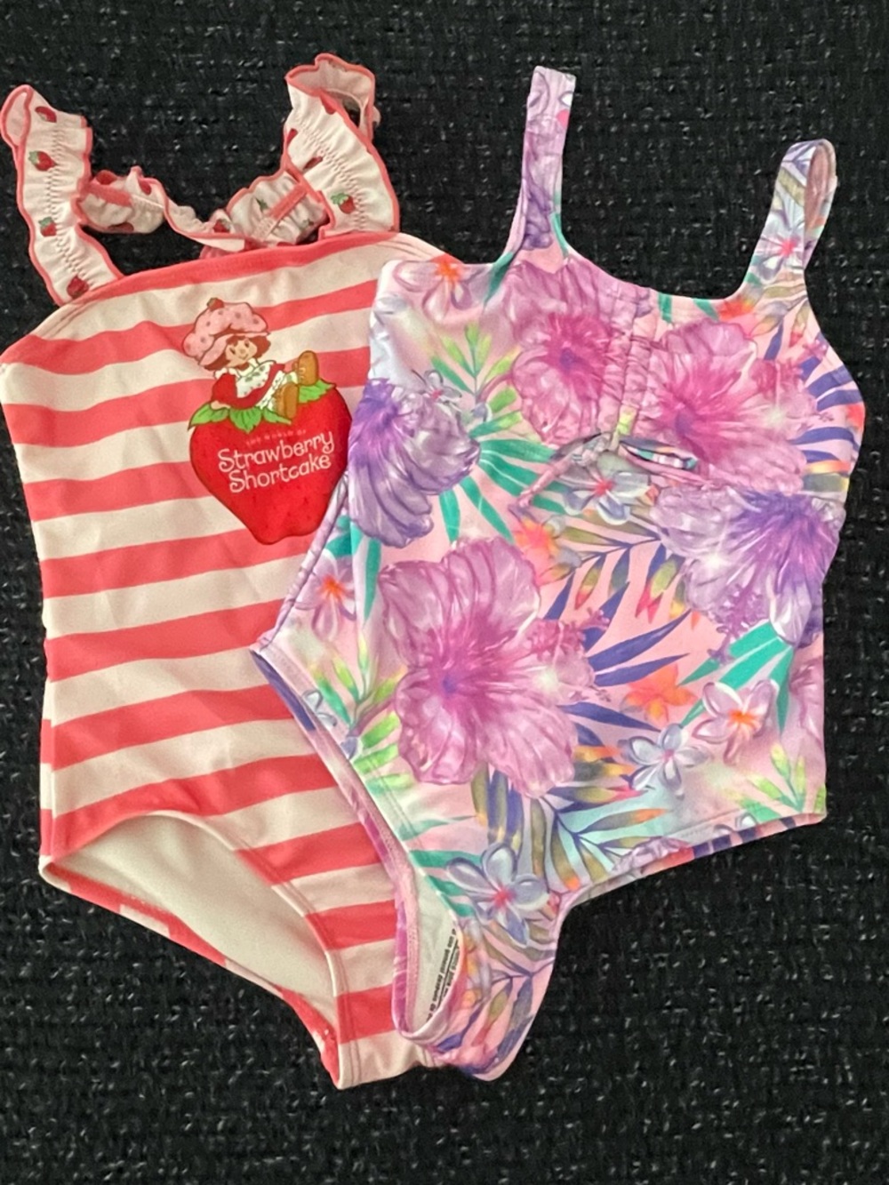 Strawberry Shortcake Pink Stripe Girls Swimsuit + Floral One-Piece